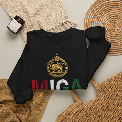 Black – MIGA Pahlavi Crest Sleeve – close-up