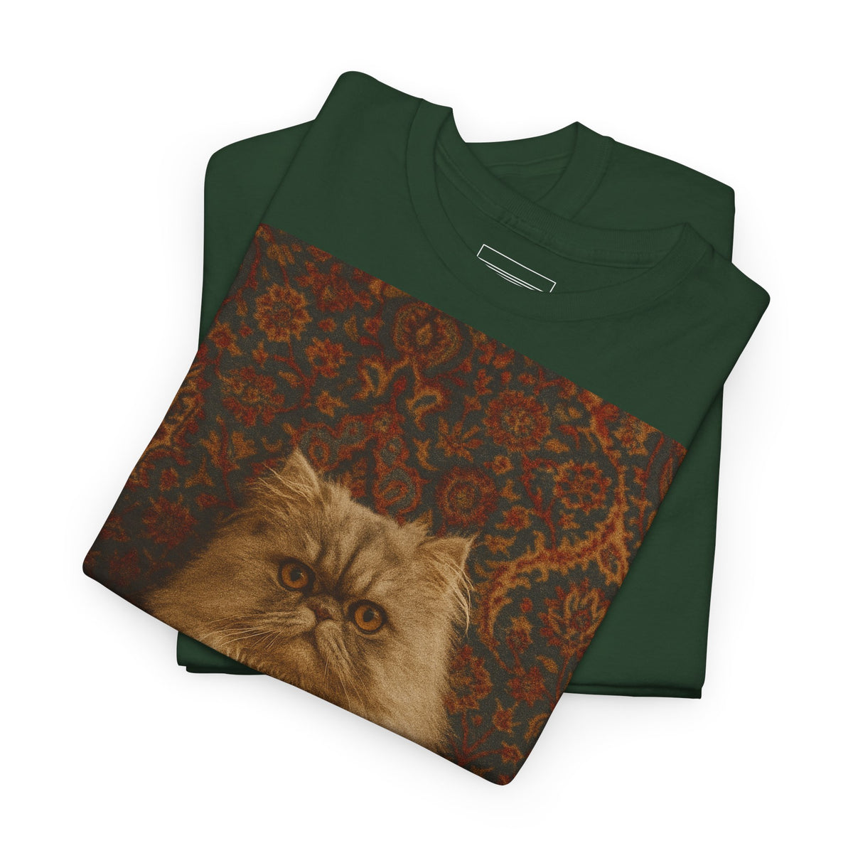 Forest Green – Persian Cat Tee – folded