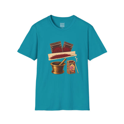 Tropical Blue – Saffron Stash Tee – front