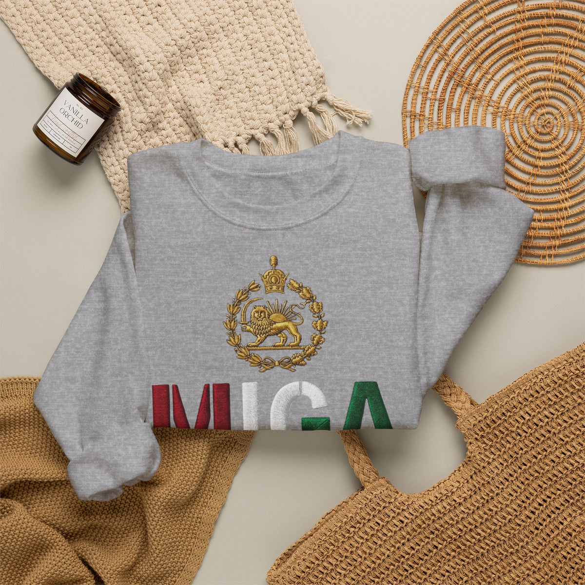 Sport Grey – MIGA Pahlavi Crest Sleeve – close-up