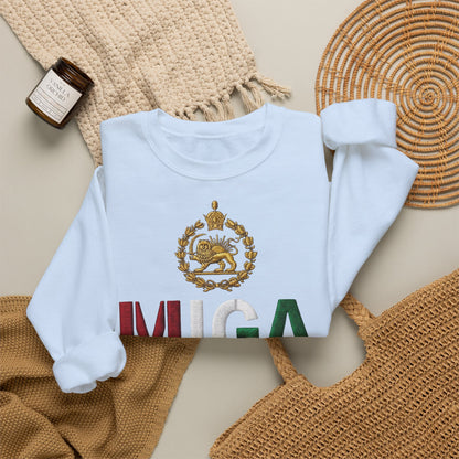 Light Blue – MIGA Pahlavi Crest Sleeve – close-up