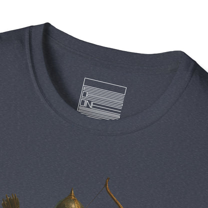 Heather Navy – Arash the Archer Tee – close-up
