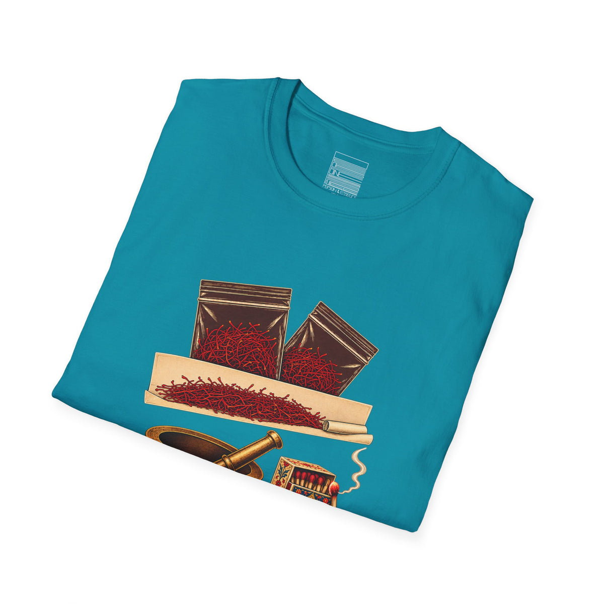 Tropical Blue – Saffron Stash Tee – folded