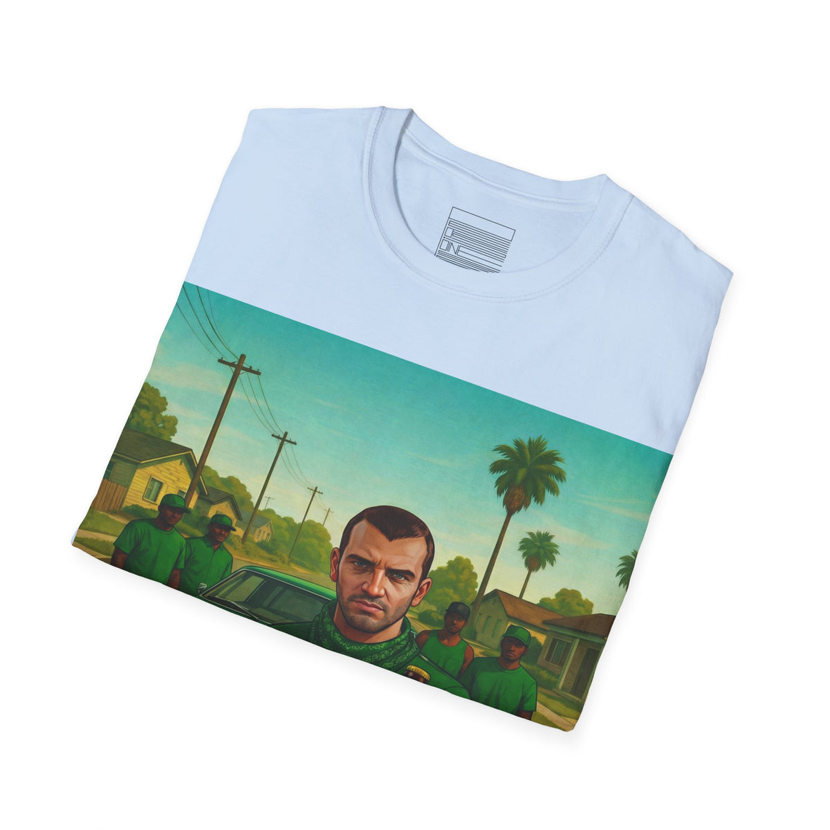 Light Blue – Grand Theft Istak Tee – folded