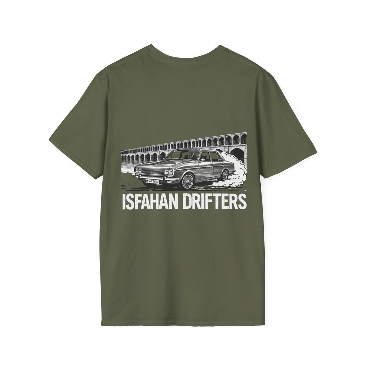 Military Green – Isfahan Drifters BW Tee – back