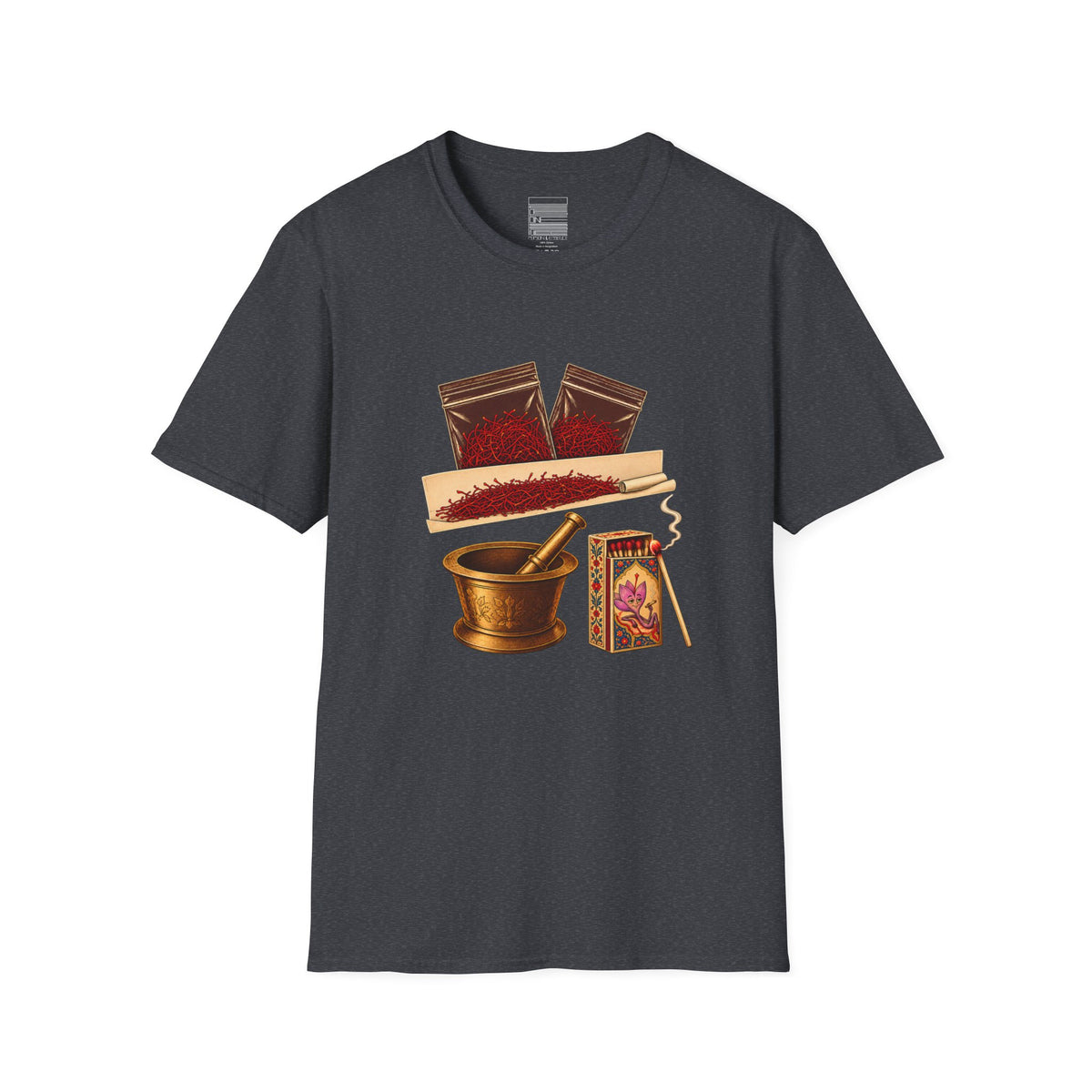 Dark Heather Grey – Saffron Stash Tee – front
