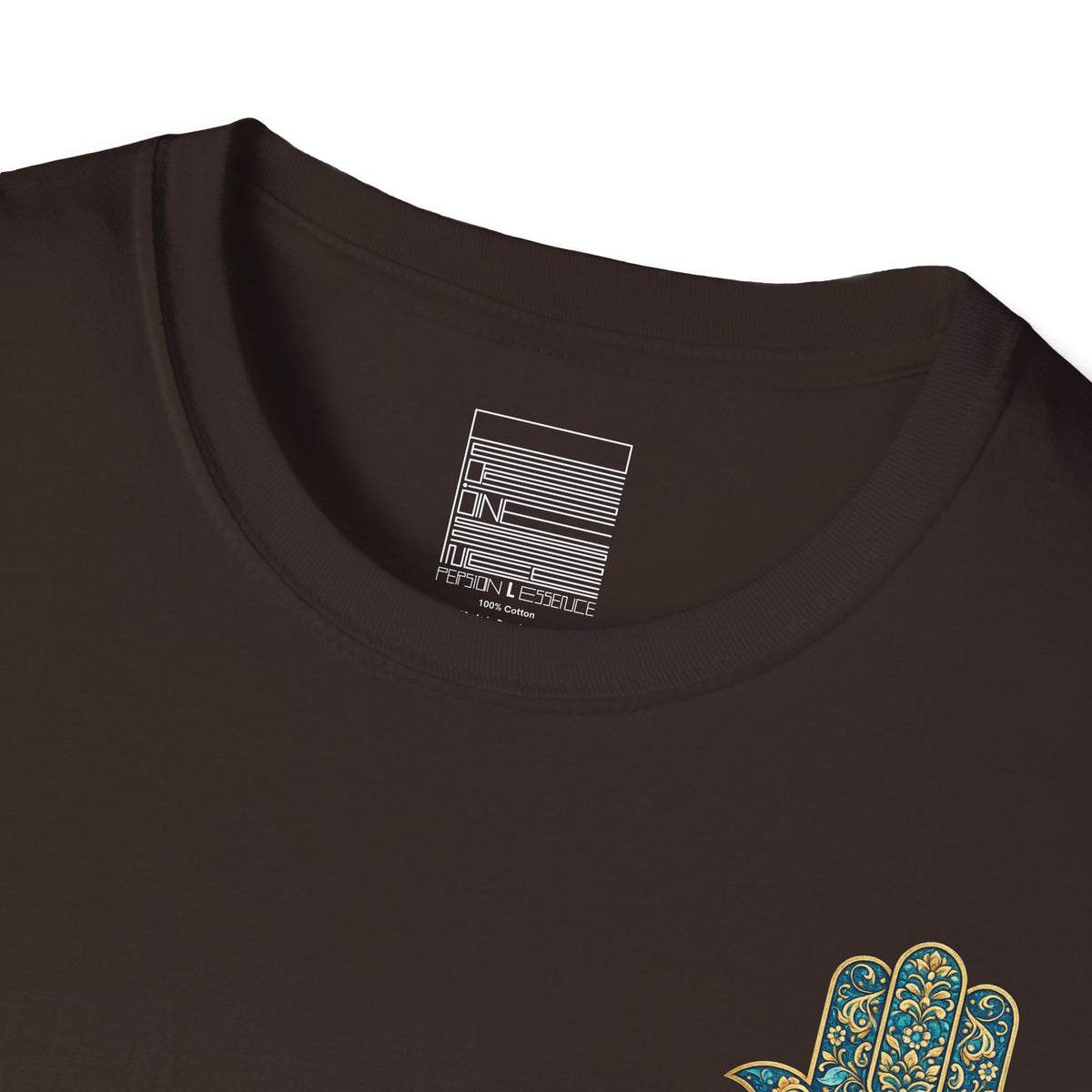 Dark Chocolate – Royal Hamsa Tee – close-up