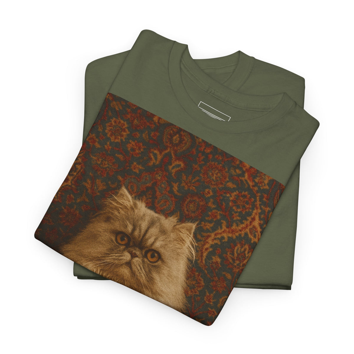 Military Green – Persian Cat Tee – folded