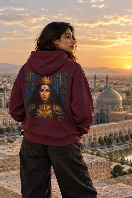 Maroon – Persian Queen Hoodie – worn by model