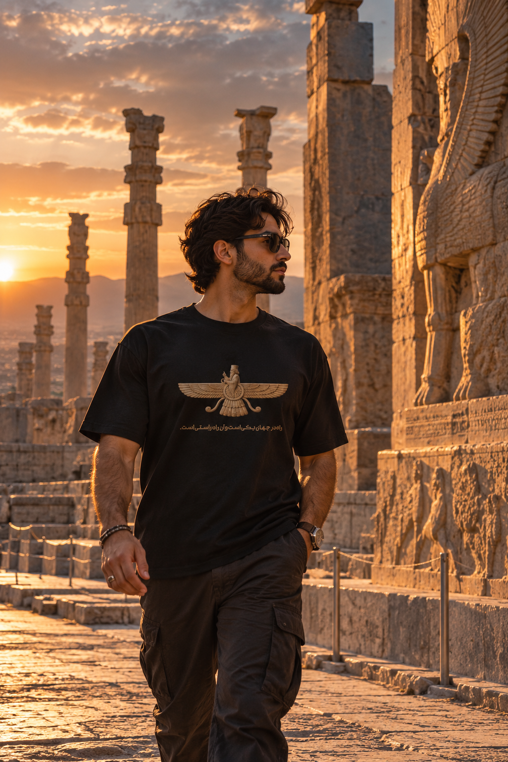 Black – Farvahar Emblem Tee – worn by model