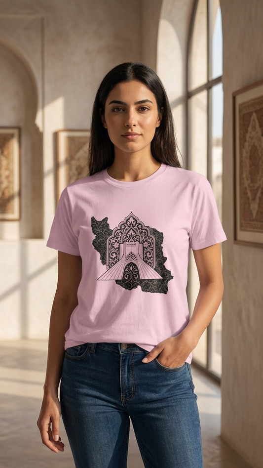 Light Pink – Tehran Landmarks Tee – worn by model