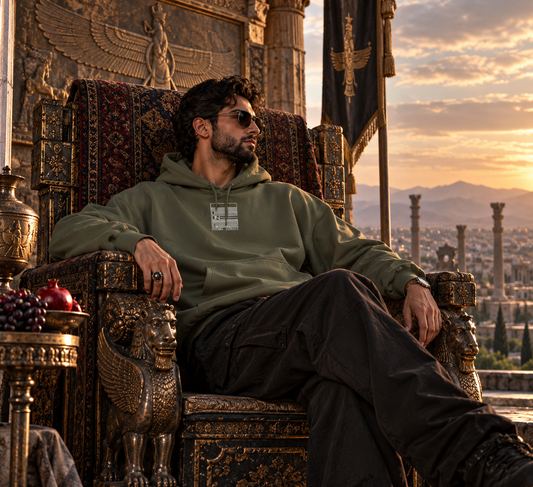 Military Green – Persian King Hoodie – worn by model
