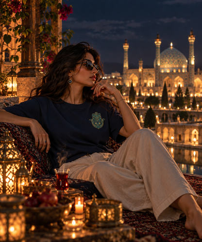 Navy – Royal Hamsa Tee – worn by model