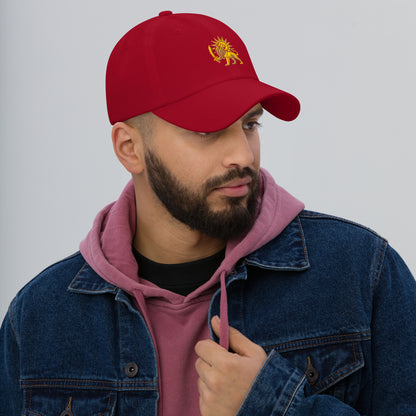 Cranberry – Imperial Lion & Sun Cap – right front view